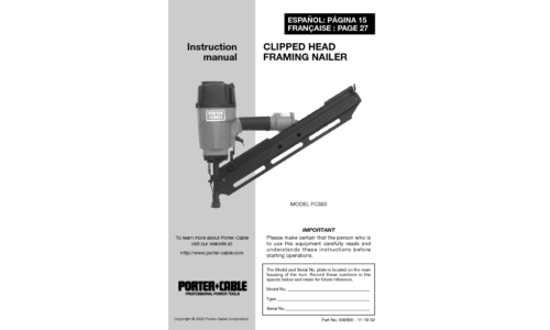 Porter-Cable Nail Gun FC350 User Manual