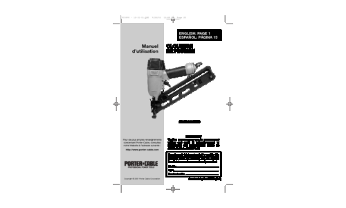 Porter-Cable Nail Gun DA250B User Manual