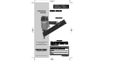 Porter-Cable Nail Gun DA250A User Manual