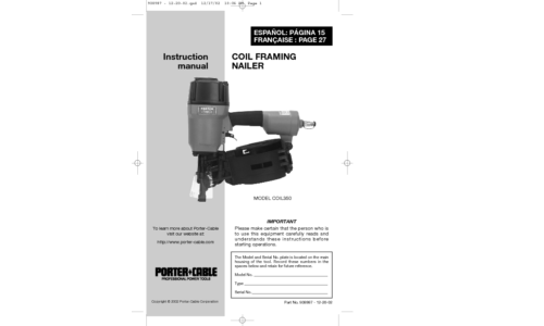 Porter-Cable Nail Gun COIL350 User Manual