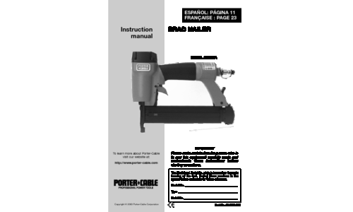 Porter-Cable Nail Gun BN125A user manual