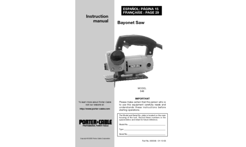 Porter-Cable Model 548 User Manual