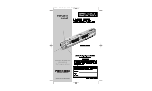 Porter-Cable Laser Level LL3100 User Manual