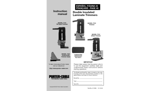 Porter-Cable Laminate Trimmer MODEL 7310 user manual