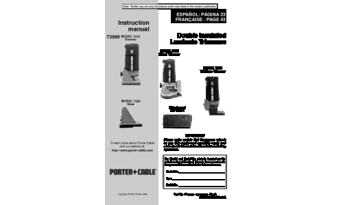 Porter-Cable Laminate Trimmer 7310 User Manual