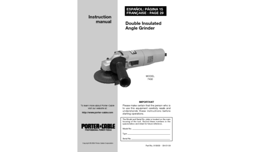 Porter-Cable Grinder 7430 User Manual