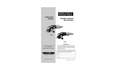 Porter-Cable Grinder 7425 User Manual