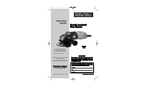 Porter-Cable Grinder 7418 User Manual