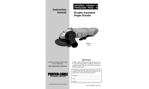 Porter-Cable Grinder 7416 User Manual