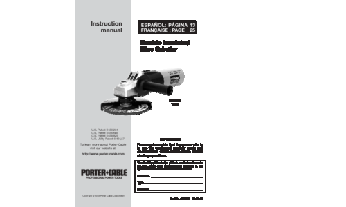 Porter-Cable Grinder 7412 User Manual