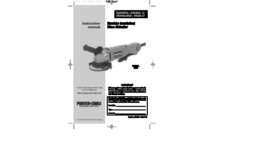 Porter-Cable Grinder 7406 User Manual