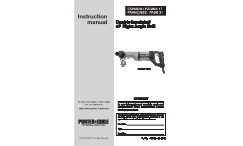 Porter-Cable Drill 7556 User Manual