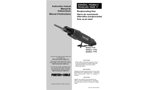 Porter-Cable Cordless Saw PTX5 User Manual