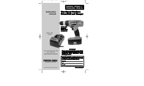 Porter-Cable Cordless Drill 8624 User Manual