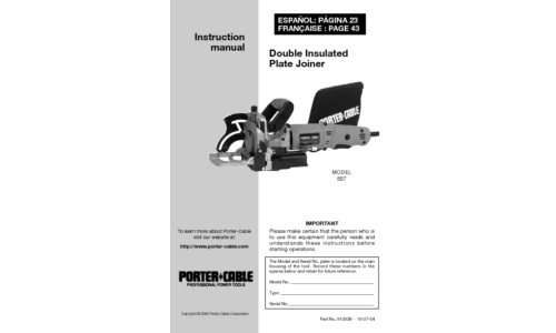 Porter-Cable Biscuit Joiner 557 user manual