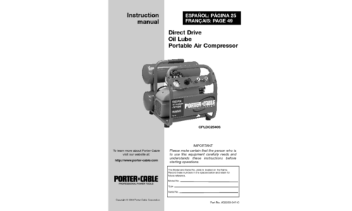 Porter-Cable Air Compressor CPLDC2540S User Guide