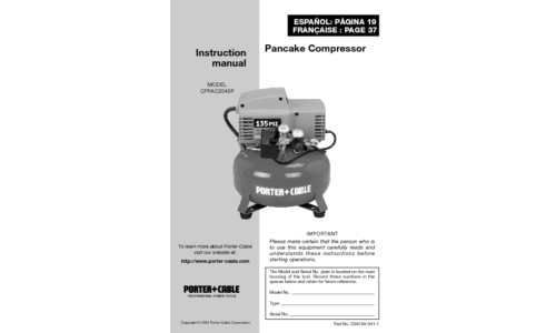 Porter-Cable Air Compressor CPFAC2040P User Manual