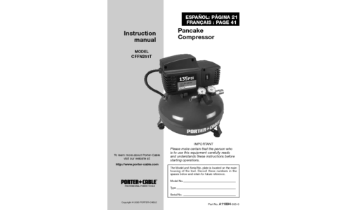 Porter-Cable Air Compressor CFFN251T user manual