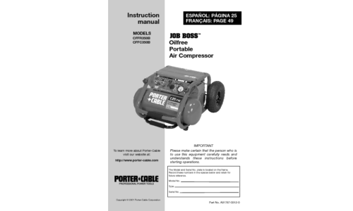 Porter-Cable Air Compressor CFFC350B User Manual