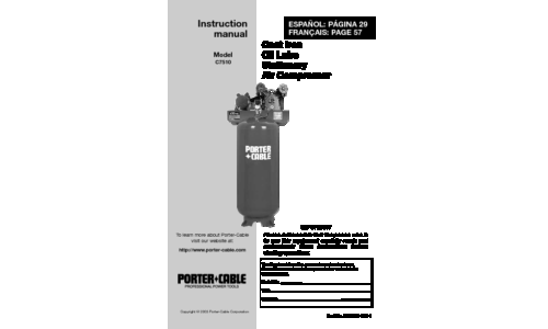 Porter-Cable Air Compressor C7510 User Manual