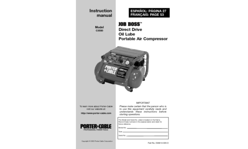 Porter-Cable Air Compressor C3550 User Manual