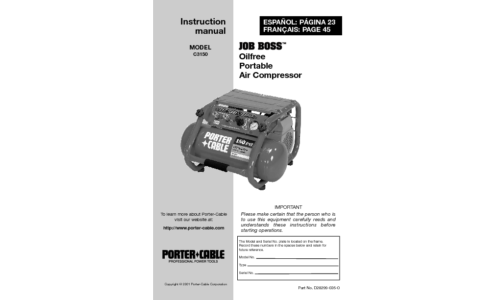 Porter-Cable Air Compressor C3150 User Manual