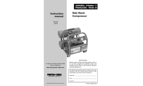 Porter-Cable Air Compressor C3001 User Manual