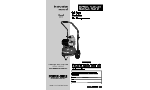 Porter-Cable Air Compressor C2150 User Manual