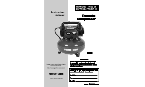 Porter-Cable Air Compressor C2002 User Manual