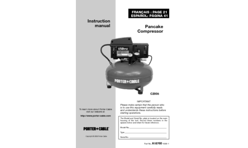 Porter-Cable Air Compressor A18760-1006-1 User Manual