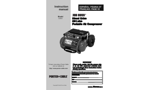 Porter-Cable Air Compressor A16759 User Manual