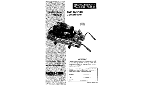 Porter-Cable Air Compressor 892551-992 User Manual