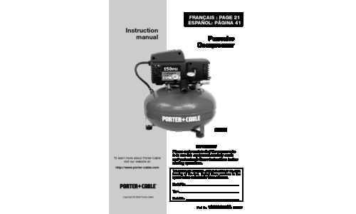 Porter-Cable Air Compressor 1000001703 User Manual