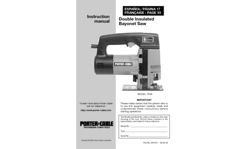 Porter-Cable 7549 User Manual