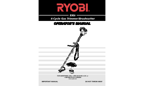 Ryobi Trimmer 890r User Manual