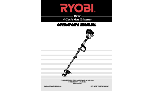 Ryobi Trimmer 875r User Manual