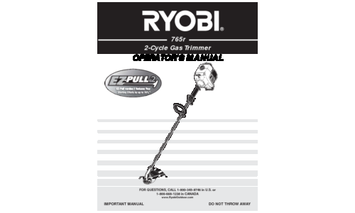 Ryobi Trimmer 765r User Manual