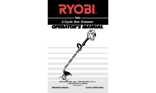 Ryobi Trimmer 700r User Manual