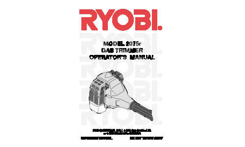 Ryobi Trimmer 2075r User Manual