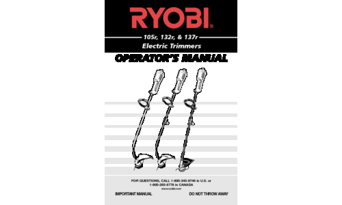 Ryobi Trimmer 105r, 132r, 137r User Manual