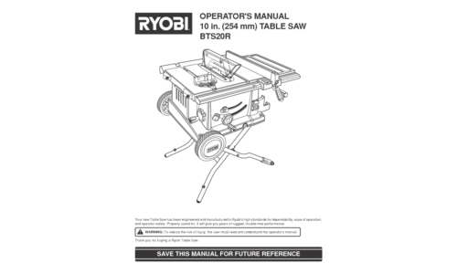 Ryobi Table Saw User Manual