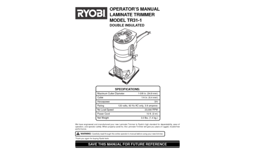 Ryobi TR31-1 User Manual