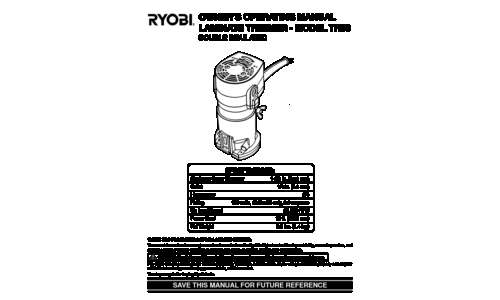 Ryobi TR30 User Manual