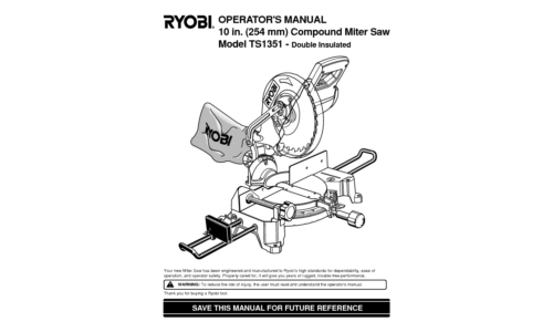 Ryobi Saw TS1351 User Manual