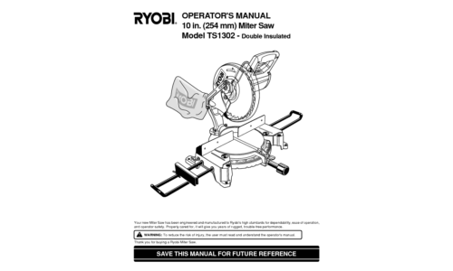 Ryobi Saw TS1302 User Manual