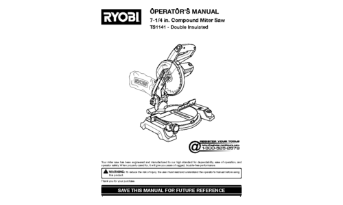 Ryobi Saw TS1141 User Manual