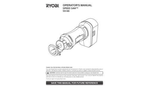 Ryobi Saw SS180 User Manual