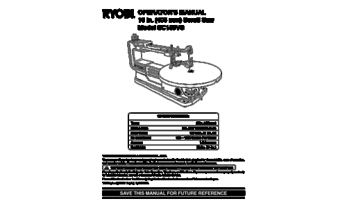 Ryobi Saw SC155VS User Manual