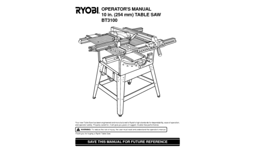 Ryobi Saw SAW BT3100 User Manual