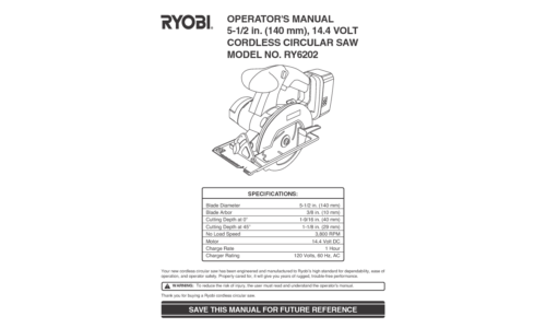 Ryobi Saw RY6202 User Manual